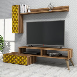 Hanah Home Mueble para la televisión Planet - Nogal, Amarillo